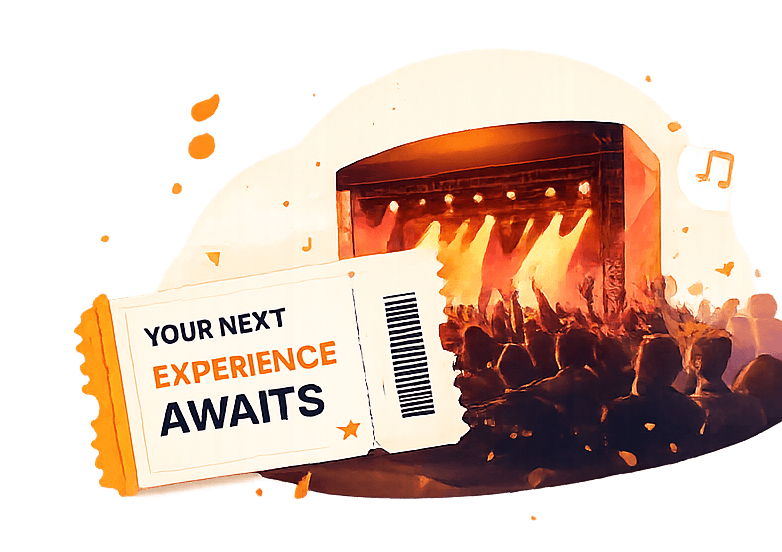 Concert crowd with event ticket illustration