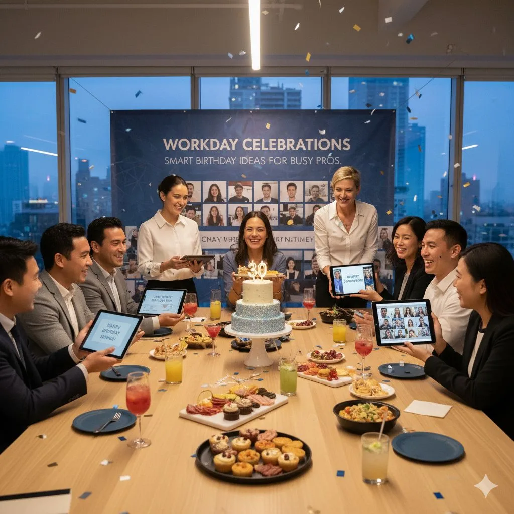 Office celebration with team members